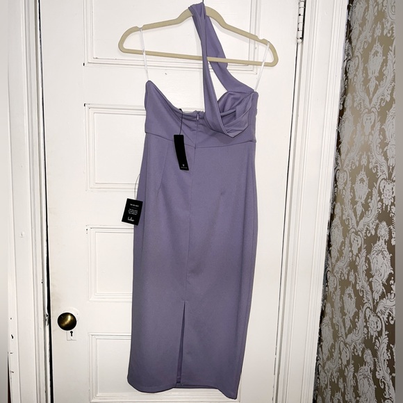 Hold Your Attention Lilac Lavender One-Shoulder Sleeveless Midi Dress - NWT - Picture 3 of 5
